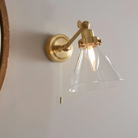 Satin Gold Bathroom Cone Wall Light - The Farthing