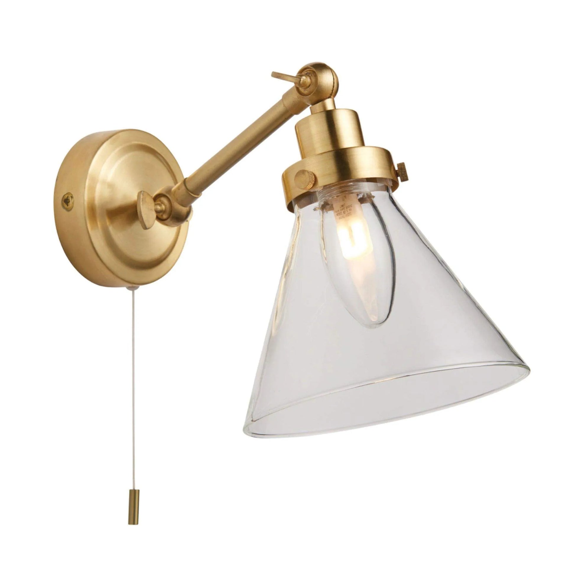 Satin Gold Bathroom Cone Wall Light - The Farthing