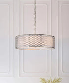 Satin Nickel Geometric Fretwork Pendant Light - The Farthing