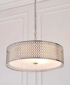 Satin Nickel Geometric Fretwork Pendant Light - The Farthing