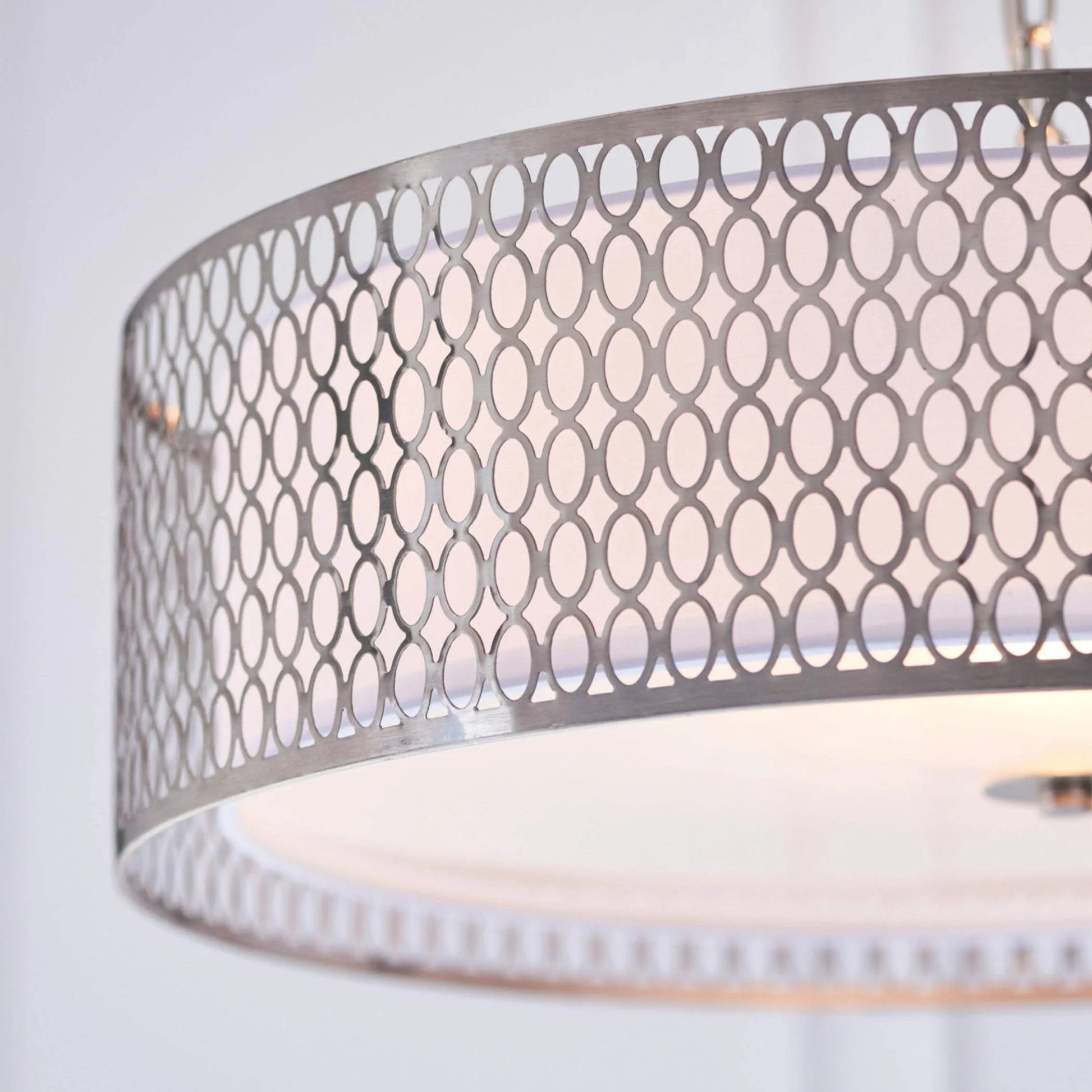 Satin Nickel Geometric Fretwork Pendant Light - The Farthing