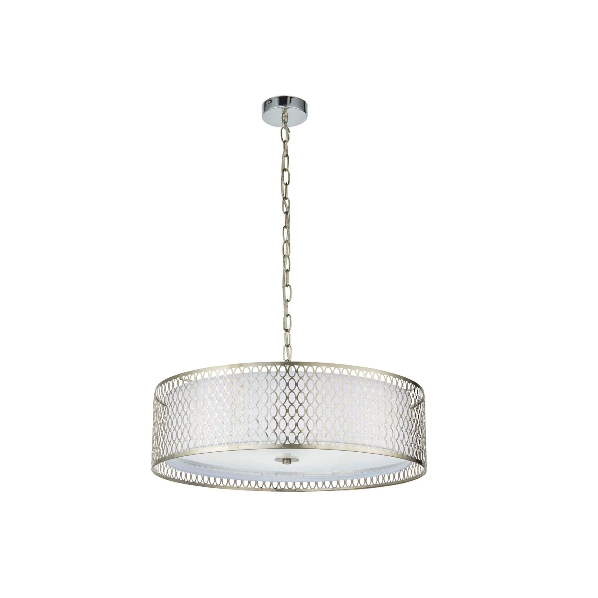 Satin Nickel Geometric Fretwork Pendant Light - The Farthing