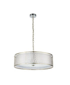 Satin Nickel Geometric Fretwork Pendant Light - The Farthing