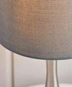 Satin Nickel Table Lamp & Grey Shade - The Farthing