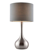 Satin Nickel Table Lamp & Grey Shade - The Farthing