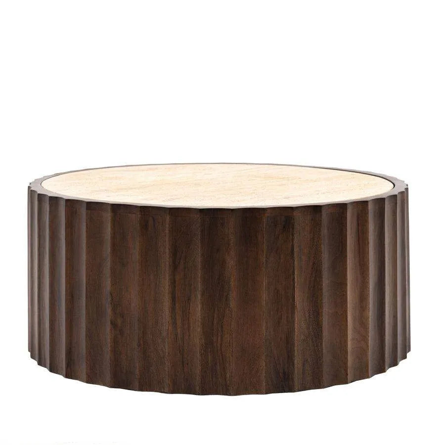 Scalloped Edge Wooden Drum Coffee Table 3