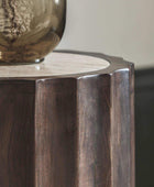 Scalloped Edge Wooden Drum Side Table - The Farthing