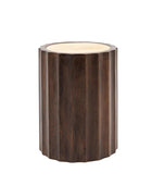 Scalloped Edge Wooden Drum Side Table - The Farthing