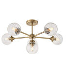 Semi Flush Antique Brass Twisted Glass Shade Pendant Light - The Farthing