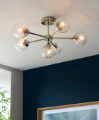 Semi Flush Bright Nickel Twisted Glass Shade Pendant Light - The Farthing
