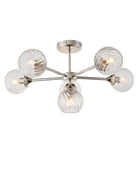 Semi Flush Bright Nickel Twisted Glass Shade Pendant Light - The Farthing