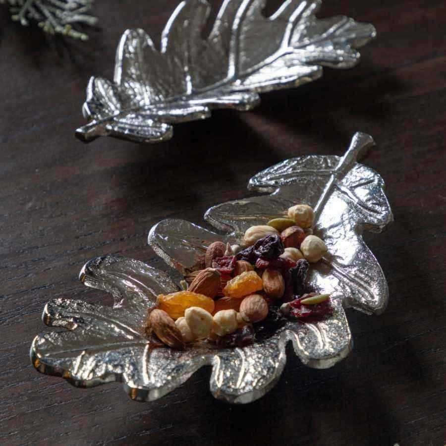 Set of 2 Cute Little Trinket Oak Leaf Dishes - The Farthing