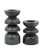 Set of 2 Dark Marble Tea Light Holders - The Farthing