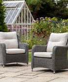 Set of 2 Dark PE Wicker Garden Chairs - The Farthing