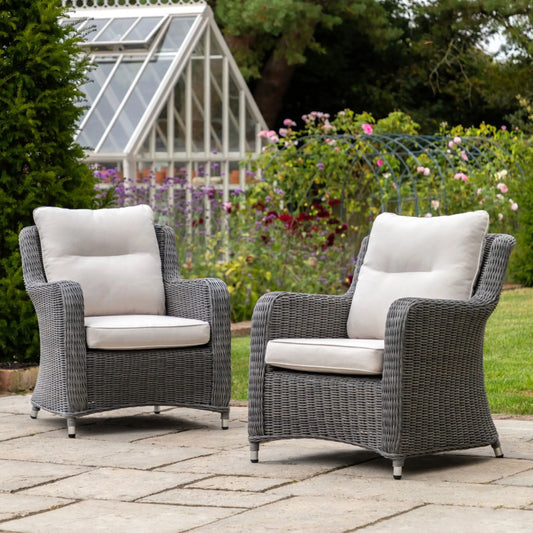 Set of 2 Dark PE Wicker Garden Chairs - The Farthing