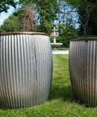 Set of 2 Large Distressed Ribbed Planters - The Farthing