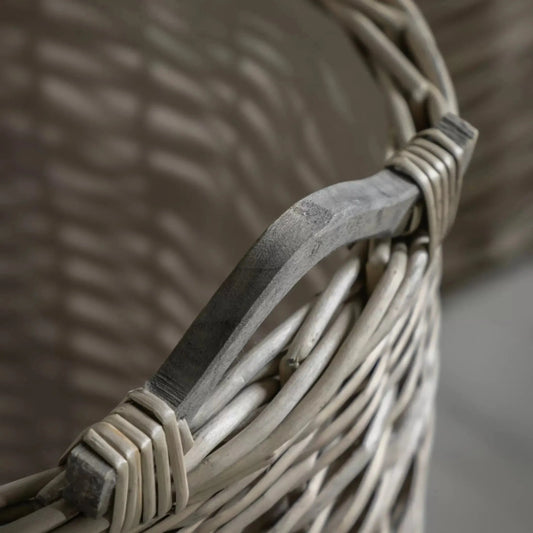 Set of 2 Large Round Woven Wicker Baskets with Handles - The Farthing