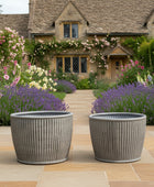 Set of 2 Rustic Distressed Ribbed Planters - The Farthing