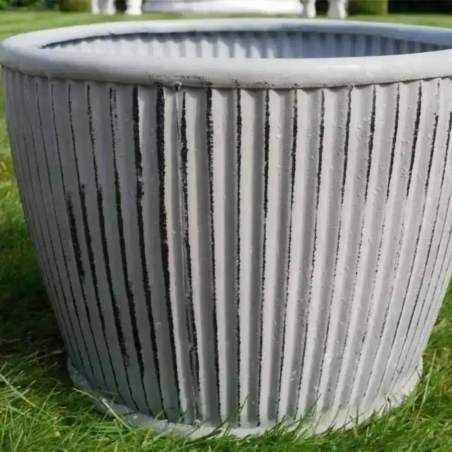 Set of 2 Rustic Distressed Ribbed Planters - The Farthing