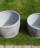 Set of 2 Rustic Distressed Ribbed Planters - The Farthing