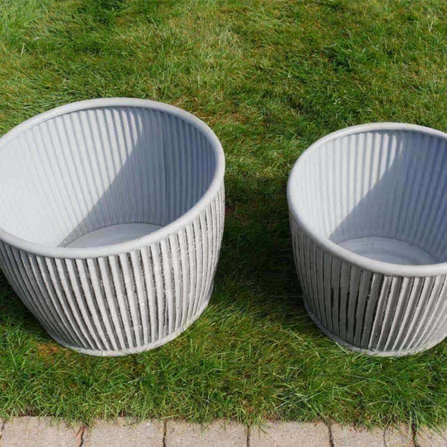 Set of 2 Rustic Distressed Ribbed Planters - The Farthing