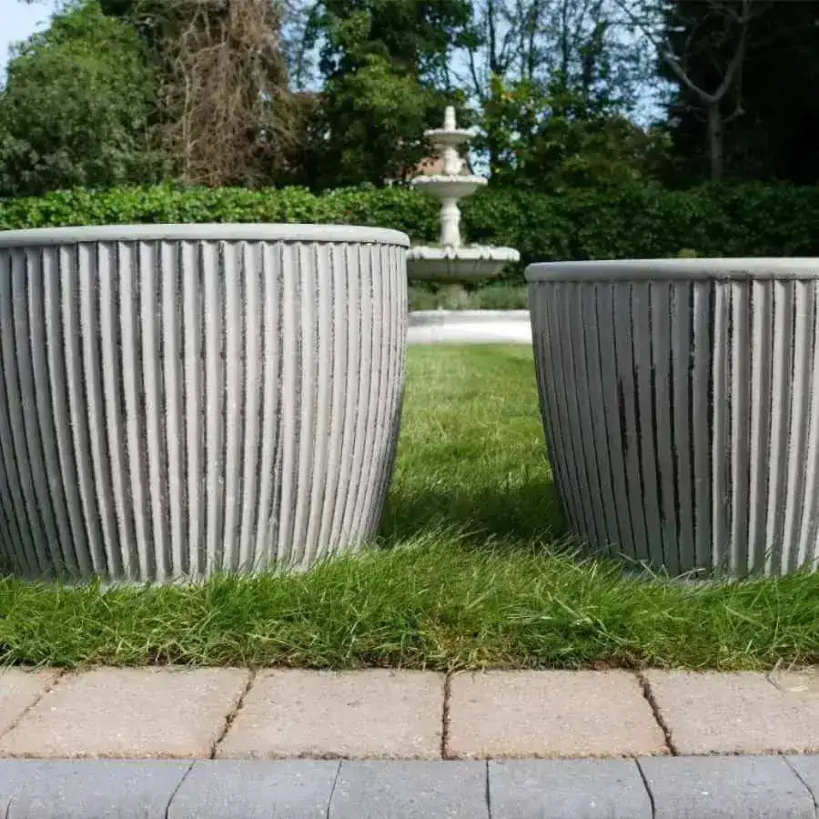Set of 2 Rustic Distressed Ribbed Planters - The Farthing