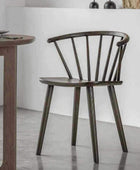 Set of 2 Spindle Back Mocha Wood Dining Chairs - The Farthing