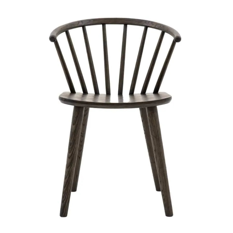 Set of 2 Spindle Back Mocha Wood Dining Chairs - The Farthing