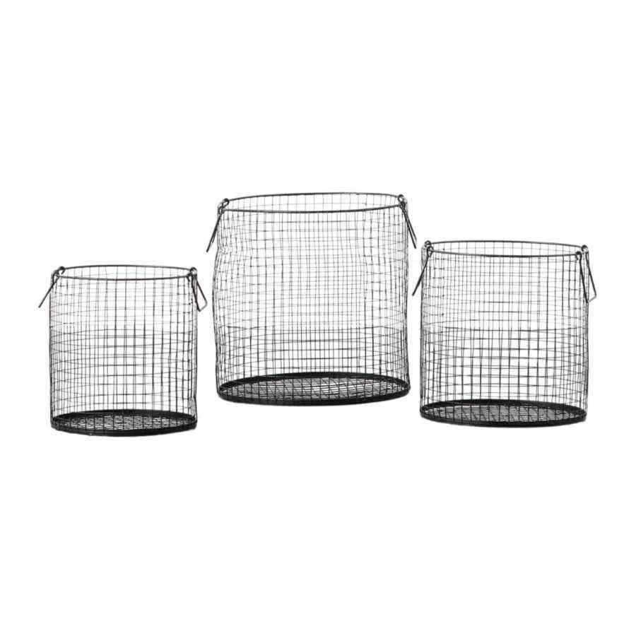 Set of 3 Black Wire Baskets - The Farthing