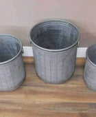 Set of 3 Distressed Round Metal Planters - The Farthing