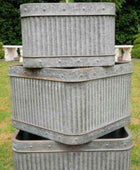Set of 3 Distressed Square Ribbed Planters - The Farthing