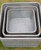Set of 3 Distressed Square Ribbed Planters - The Farthing