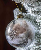 Set of 3 Feather in Glass Round Baubles - The Farthing