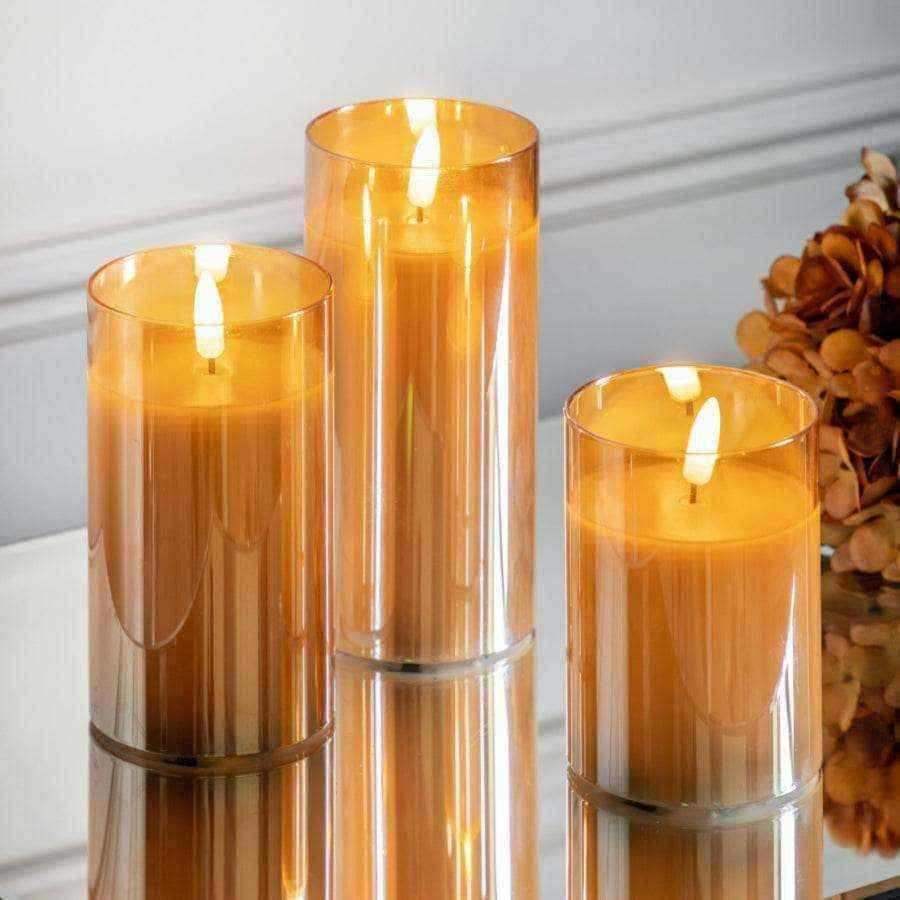 Set of 3 Golden Battery Powered Candles - The Farthing