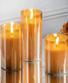 Set of 3 Golden Battery Powered Candles - The Farthing