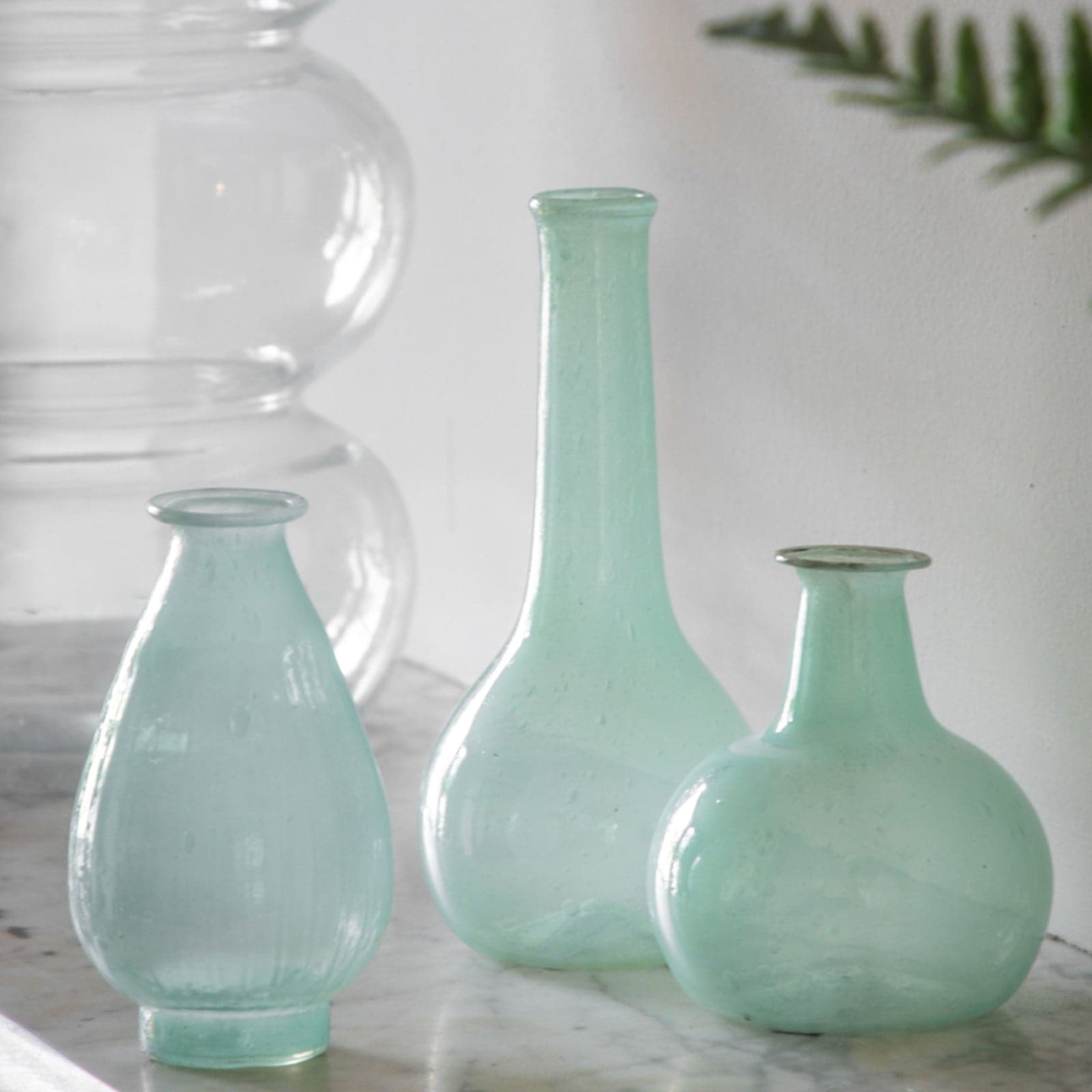 Set of 3 Ice Blue Decorative Vases - The Farthing