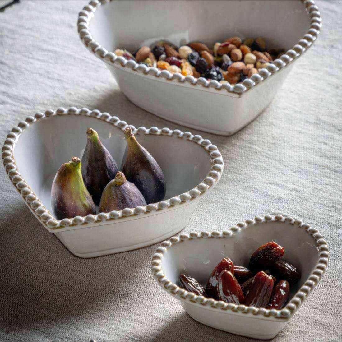 Set of 3 Stoneware Heart Shaped Bowls - The Farthing