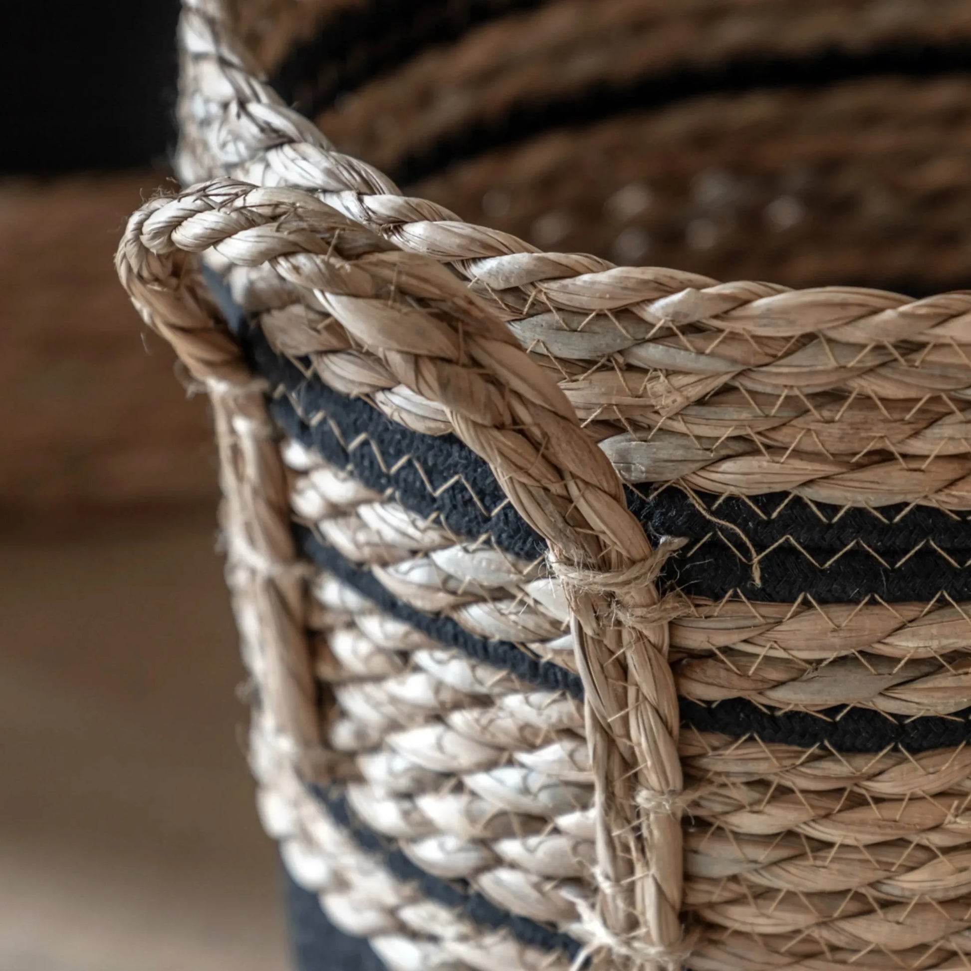 Set of 3 Woven Stripe Storage Baskets with Lids - The Farthing