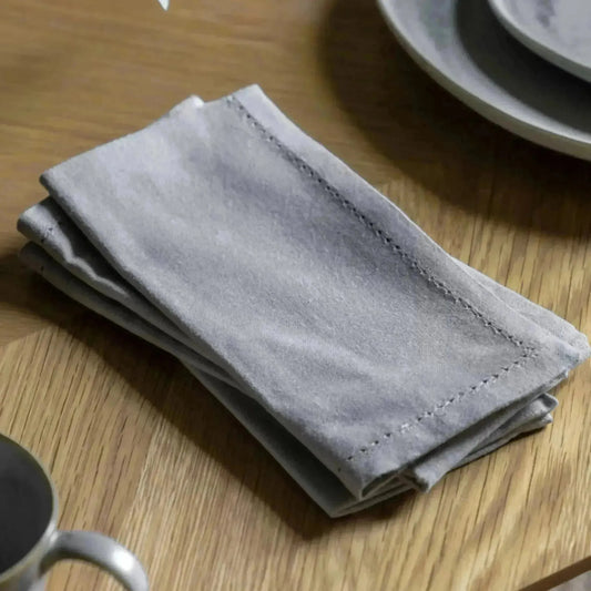 Set of 4 Dove Grey Cotton Napkins - The Farthing