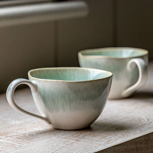 Set of 4 Duck Egg Blue Organic Mugs - The Farthing