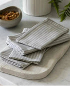 Set of 4 Grey Striped Cotton Napkins - The Farthing