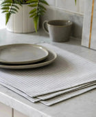 Set of 4 Grey Striped Cotton Placemats - The Farthing