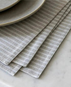 Set of 4 Grey Striped Cotton Placemats - The Farthing