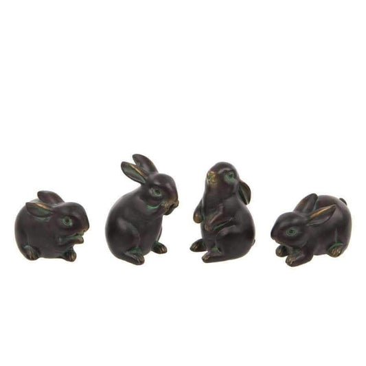 Set of Four Verdigris Bunnies - The Farthing