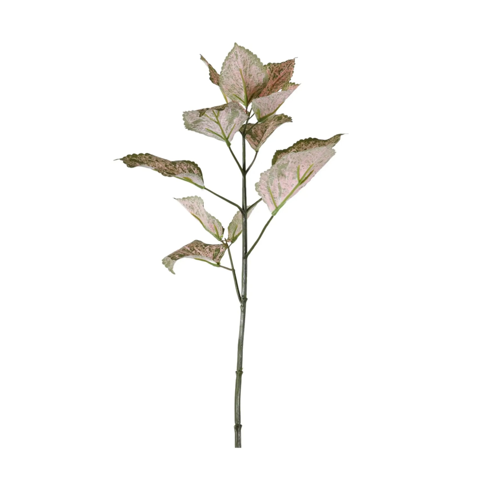 Set of Six Artificial Pink & Green Leaf Stems - The Farthing