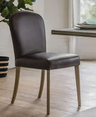 Set of Two Antique Brown Leather Holstock Dining Chairs - The Farthing