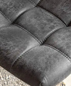 Set of Two Antique Ebony Padded Faux Leather Dining Chairs - The Farthing