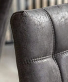 Set of Two Antique Ebony Padded Faux Leather Dining Chairs - The Farthing