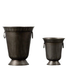 Set of Two Antique Gold Hammered Effect Planters - The Farthing