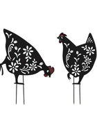 Set of Two Black Hen Garden Silhouettes - The Farthing